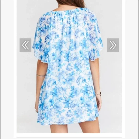 Show Me Your Mumu Juana Tassel Tunic Mini Dress Mother Blues Floral Size Small - Picture 2 of 9